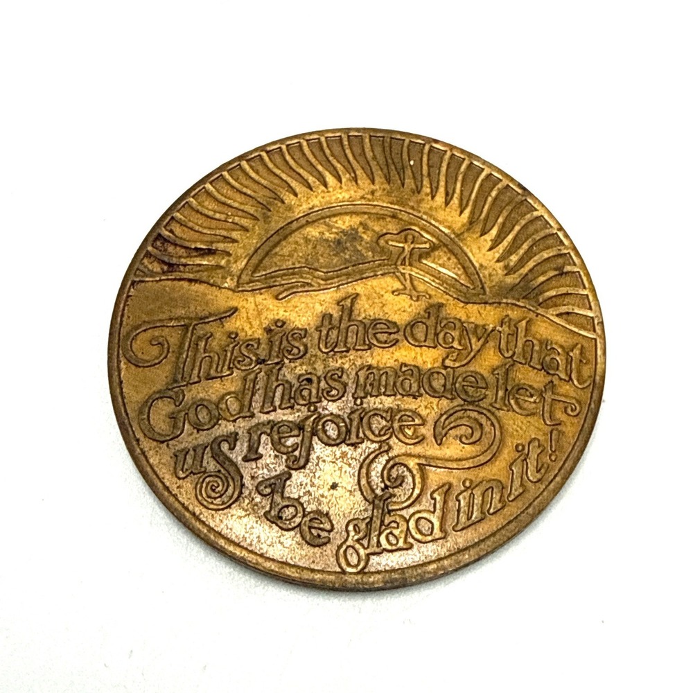 Vintage Religious Pocket Token Bronze Medallion Scripture‎ Blessing Coin Prayer